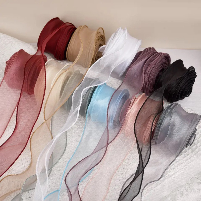 Dây ruy băng voan viền sóng trang trí hộp bánh sinh nhật 4cm x 9m