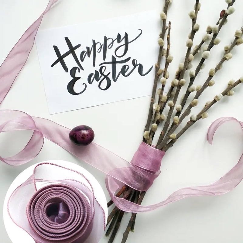 Dây ruy băng voan viền sóng trang trí hộp bánh sinh nhật 4cm x 9m