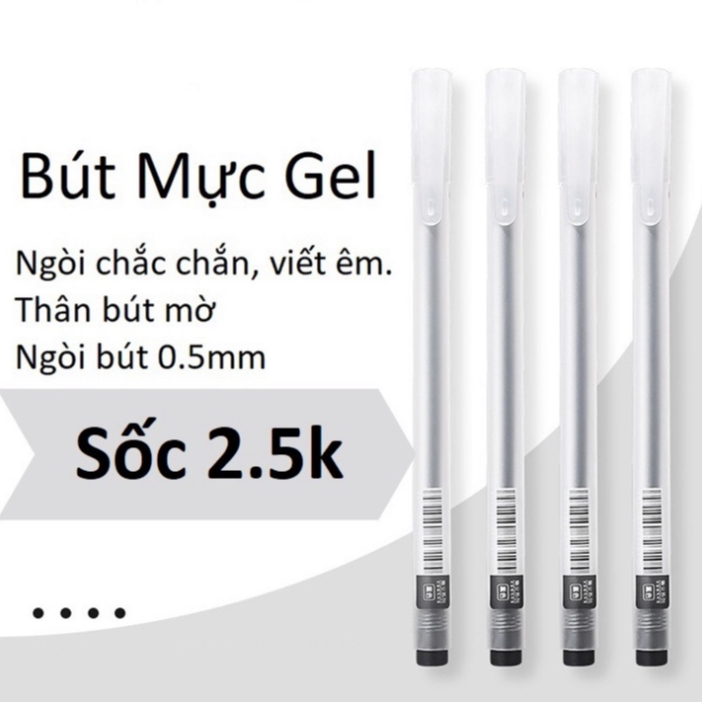 Bút mực gel màu đen ngòi kim 0.5mm ba màu