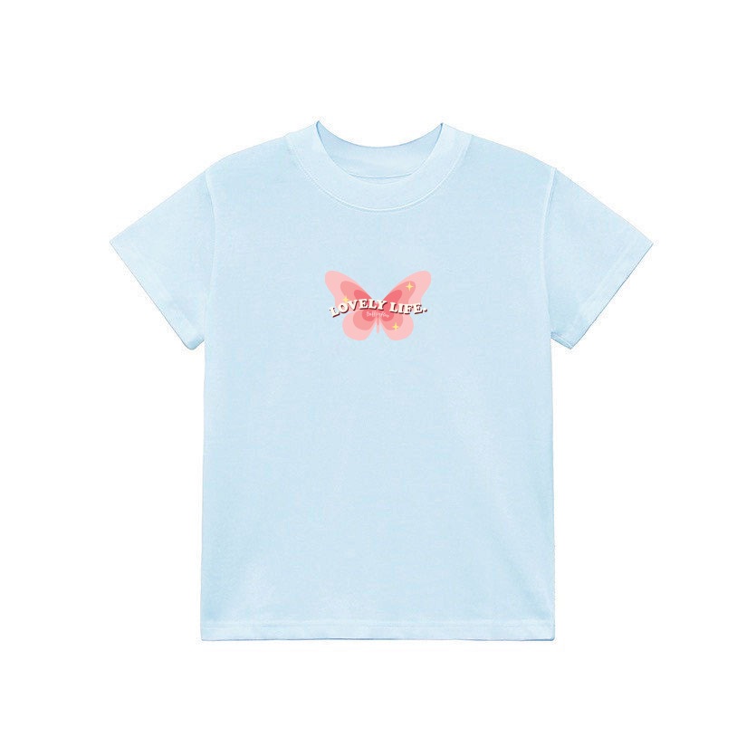 Áo Thun Form Fit Mẫu Bướm Lovely Life. Áo Baby Tee Chất Cotton Co Giãn, Mền Mịn
