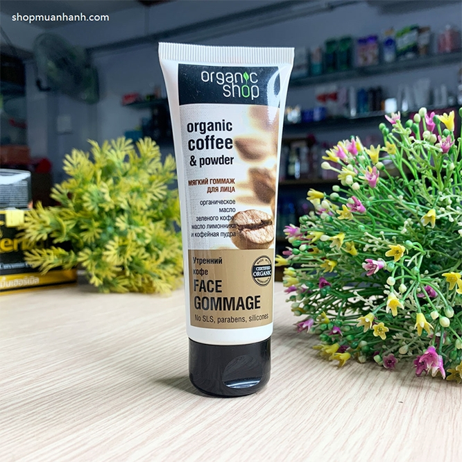 Tẩy Tế Bào Chết Da Mặt Organic Shop Chiết Xuất Cà Phê Cho Da Sáng Mịn 75ml