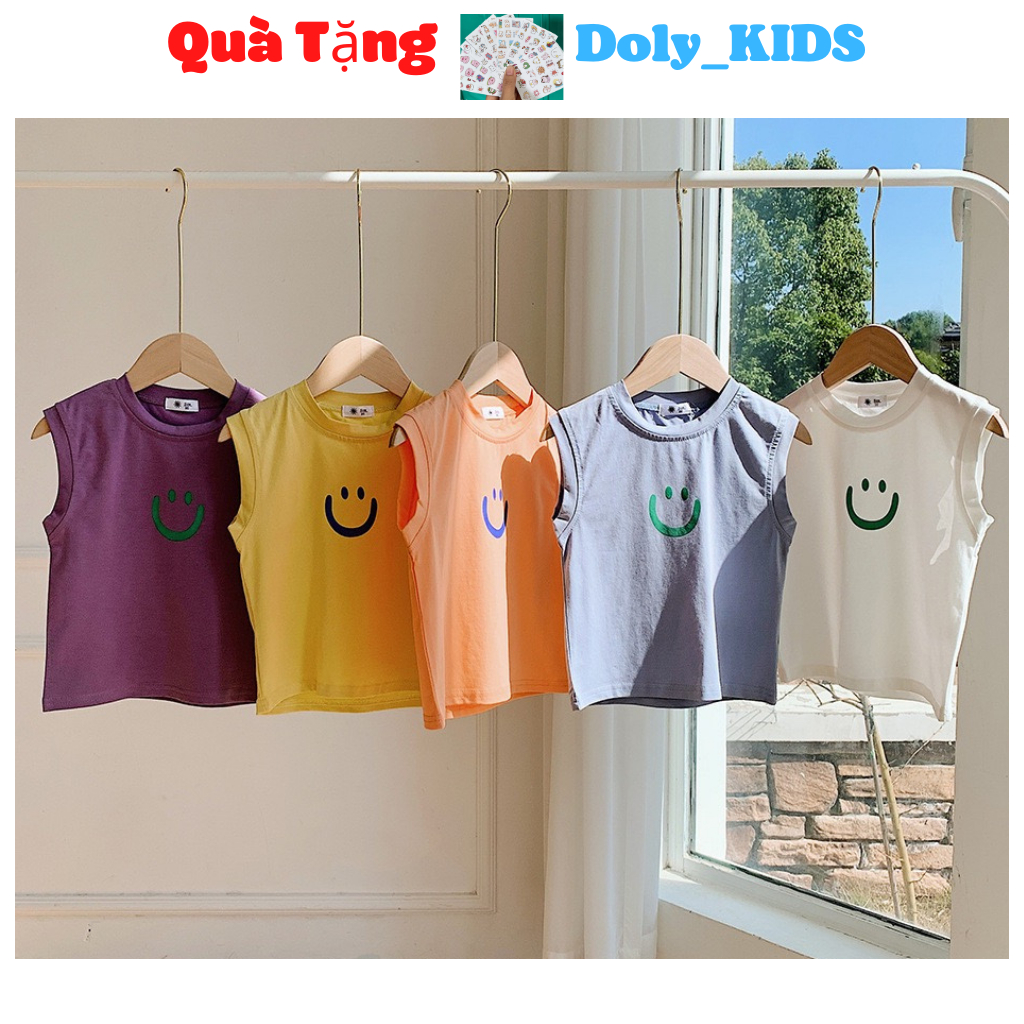 Áo thun bé trai Sát Nách Mặt Cười Bé Gái, áo ba lỗ bé trai Chất Cotton 100% Thoáng Mát Mịn Cho Bé Từ 6-27kg