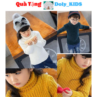 Áo len cho bé trai bé gái Doly kids, Áo len cao cổ cho bé trai bé gái chất tuyết nhung mềm Cực ấm cho bé từ 8-20kg ALNO1