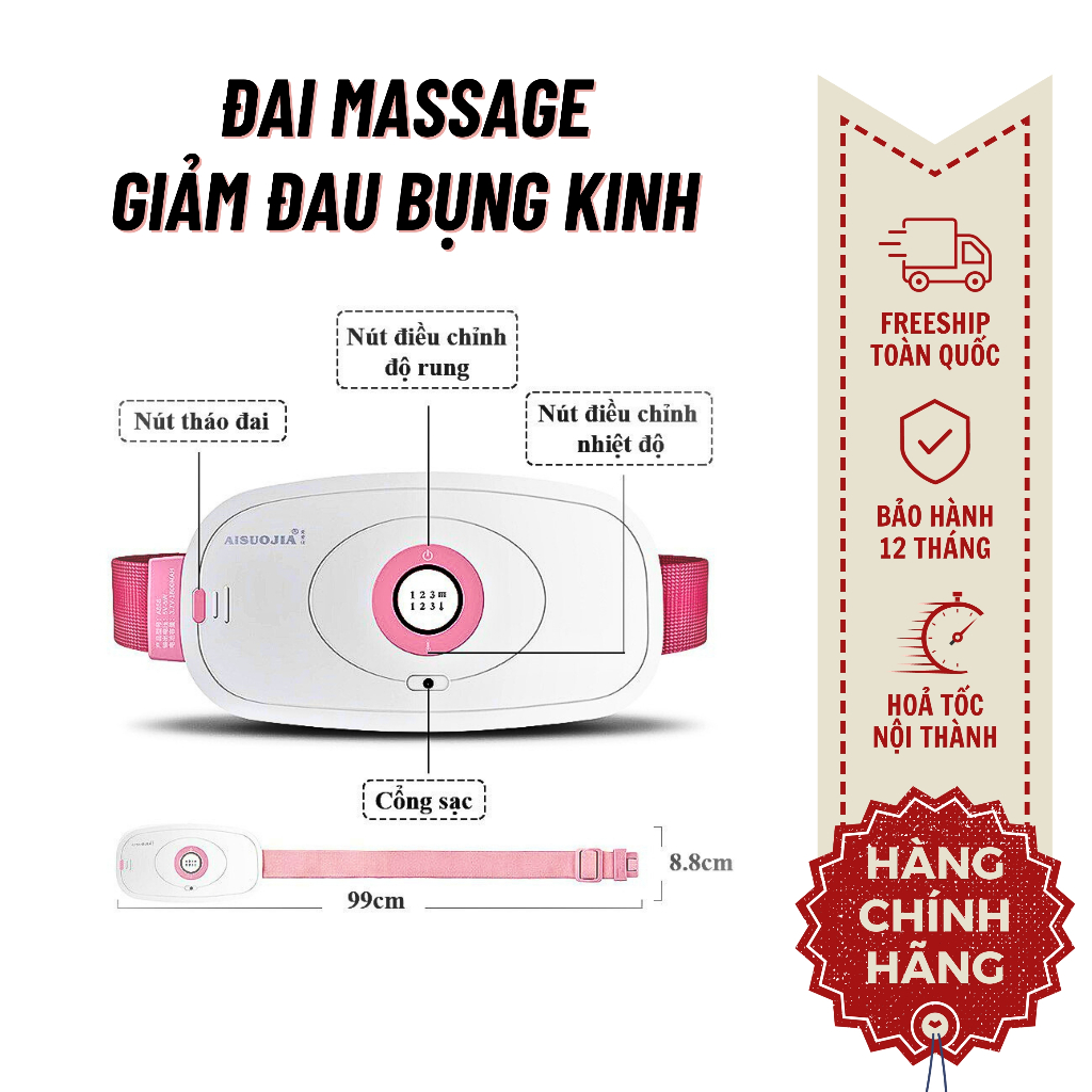 Đai Massage Bụng Levika Chườm Nóng Giảm Đau Khi Đến Kỳ Kinh Nguyệt Cho Bạn Gái