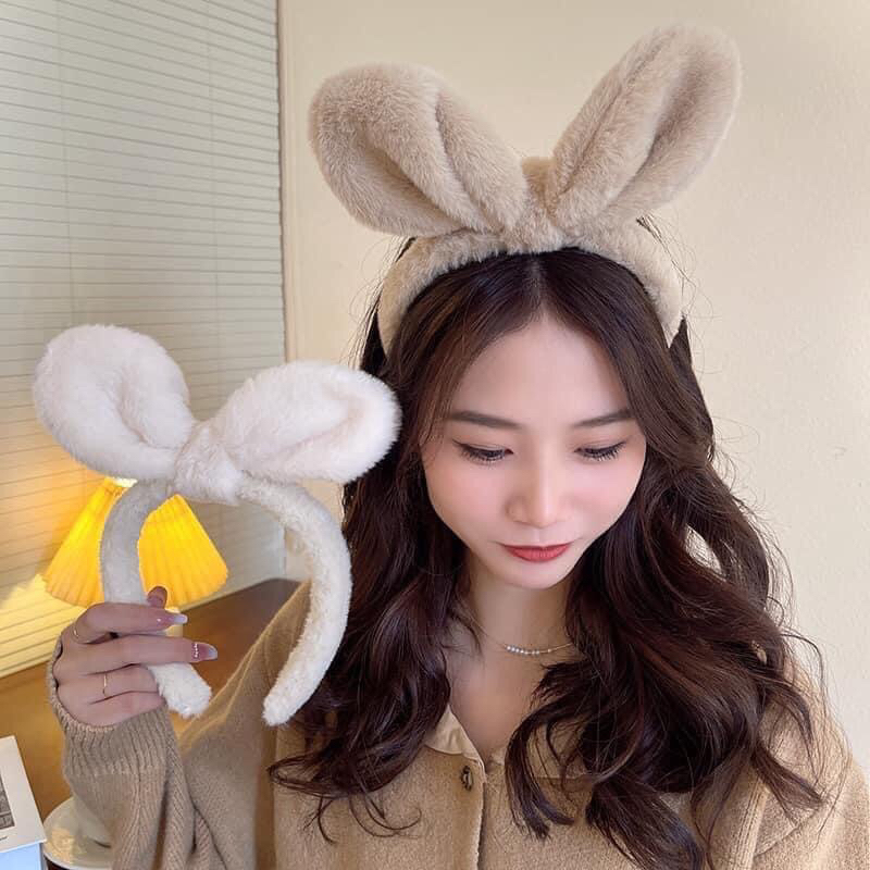Bờm tóc cài tóc tai gấu hình nơ  bông mịn cute dễ thương dành cho nữ