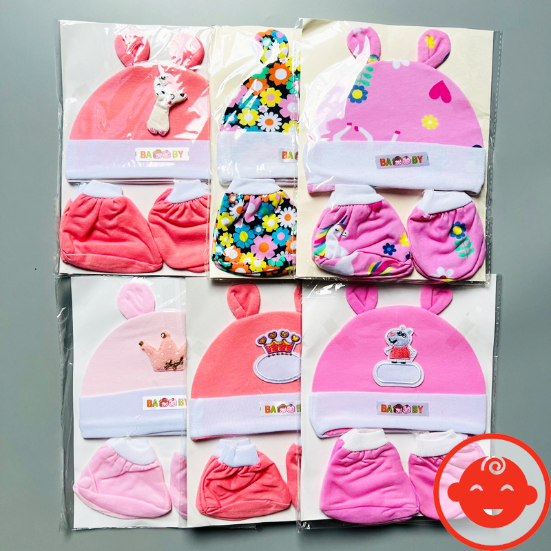 Sét mũ kèm bao tay bao chân 5 MÓN chất đẹp đáng yêu cho bé SM01