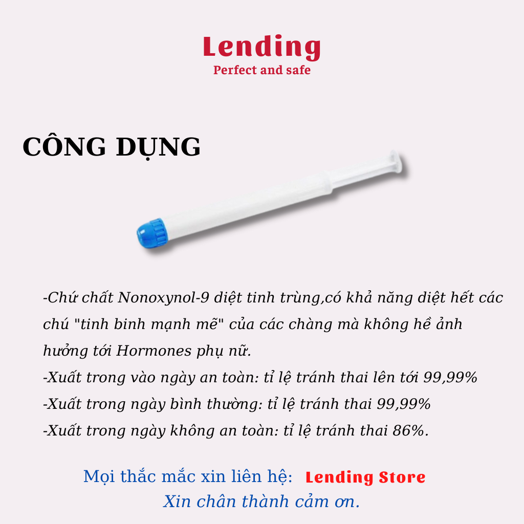 Gel tránh thai VCF chính hãng Mỹ chất lượng, gel diệt tinh trùng VCF giúp tránh thai hiệu quả bán lẻ 01 que