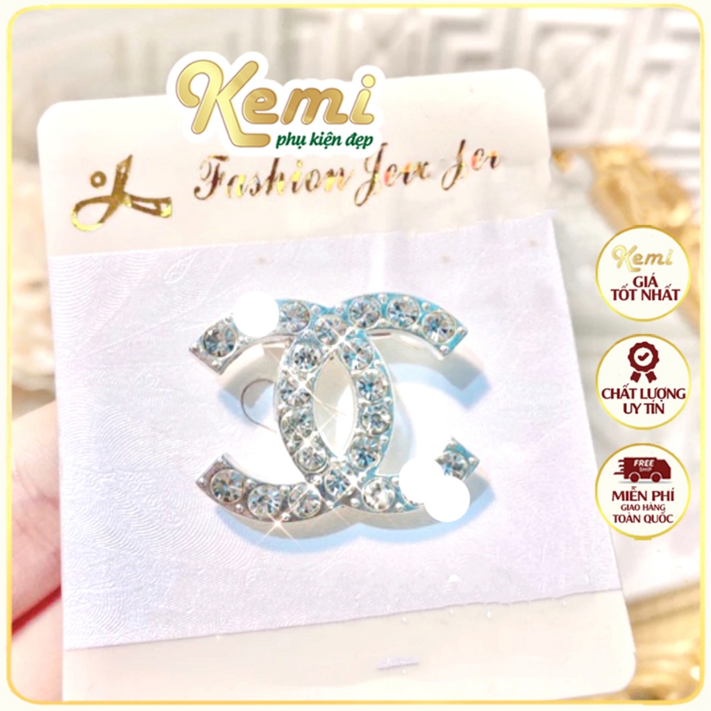 Tag cài áo hình chữ đính đá sáng 2 màu, ghim cài váy đầm size 2x3 cm