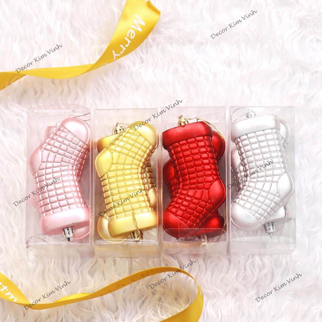 Set 2 Chiếc Giày E34 Treo Cây Thông Noel Phụ Kiện Trang Trí Giáng Sinh