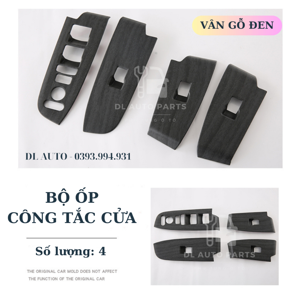 Bộ ốp trang trí nội thất xe Honda HRV 2022-2023 vân gỗ nâu và vân đá đen