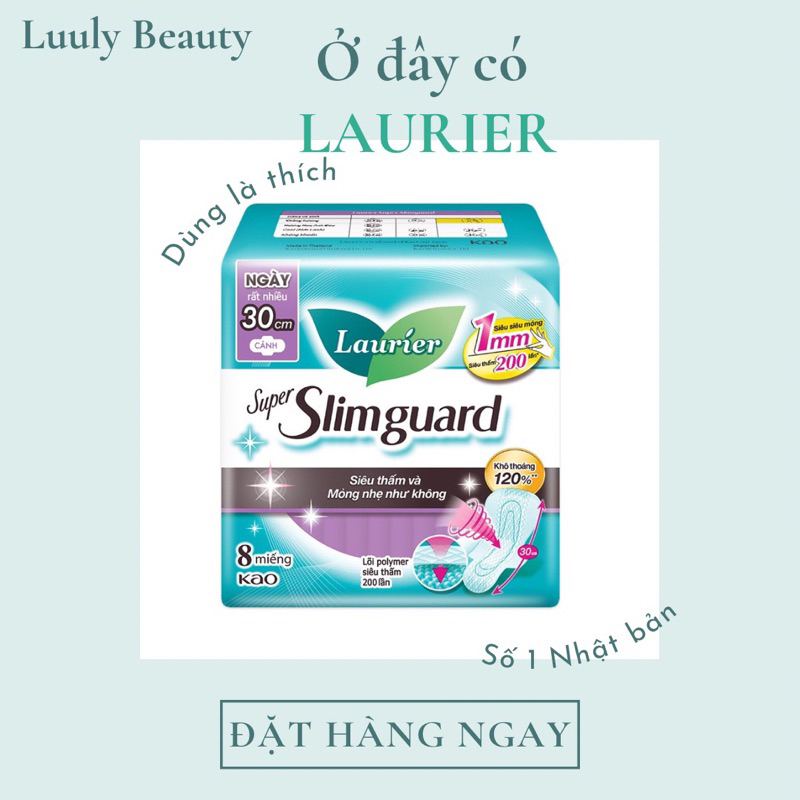 Băng Vệ Sinh Siêu Mỏng Bảo Vệ Đêm 30Cm Laurier 08 Miếng
