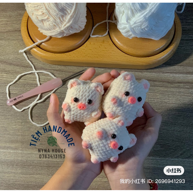 Handmade mũi heo gắn cho móc khoá len