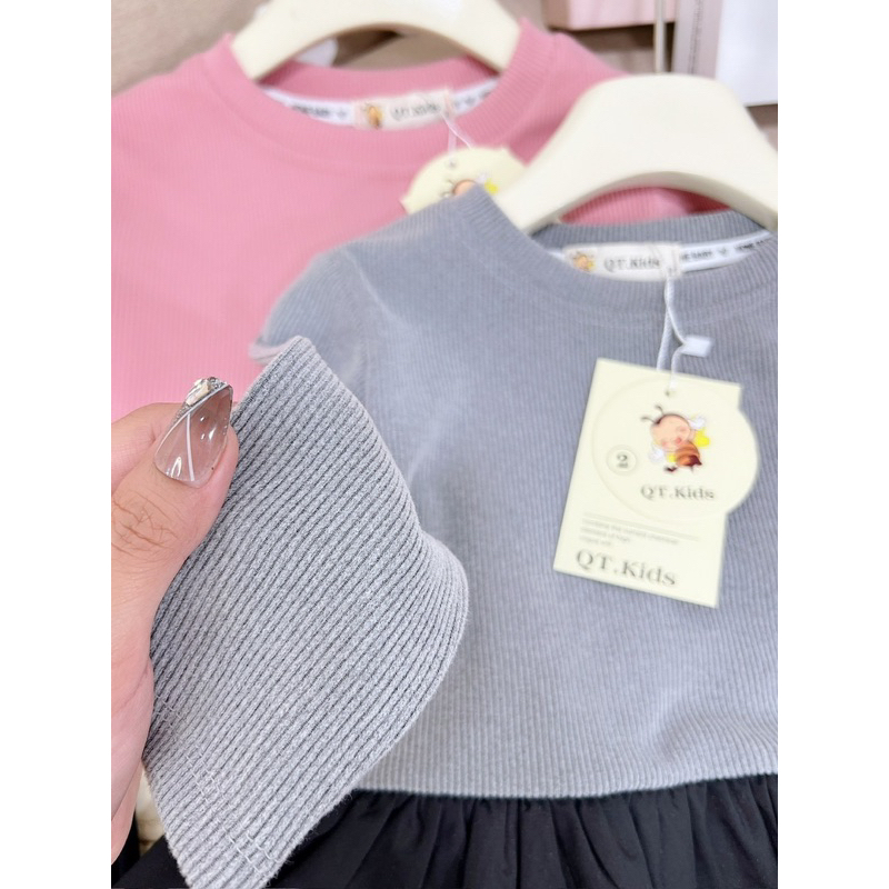 Bộ tim vạt bèo quần loe bé gái