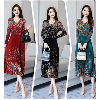 (HÀNG NHẬP CAO CẤP) ĐẦM LỤA DẬP LY HOA TIẾT BẮT MẮT (CC9/23/410)