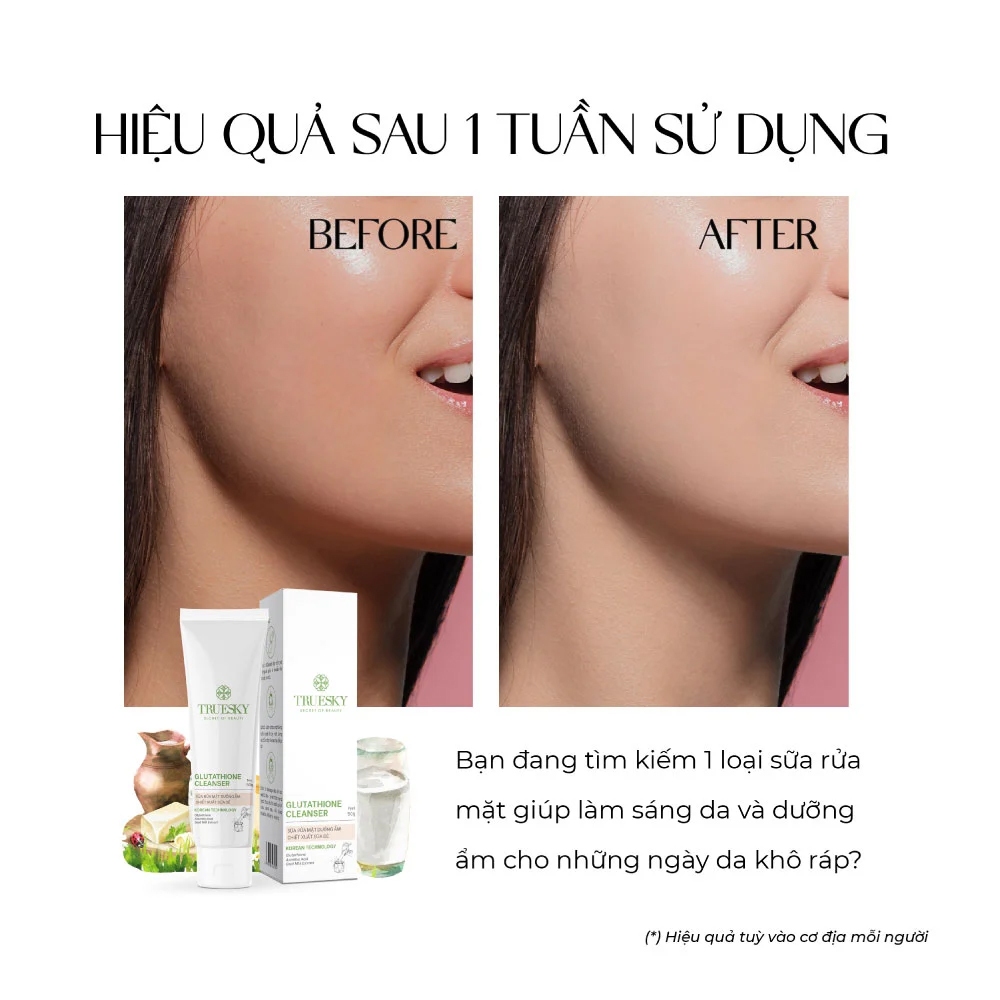 Sữa rửa mặt sáng da và dưỡng ẩm Truesky Glutathione Cleanser 50g chiết xuất sữa dê