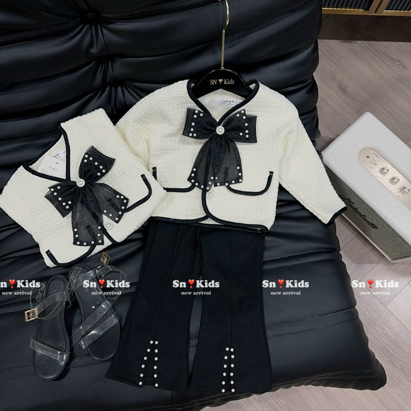 Sét tiểu thư dạ nơ quần loe bé gái