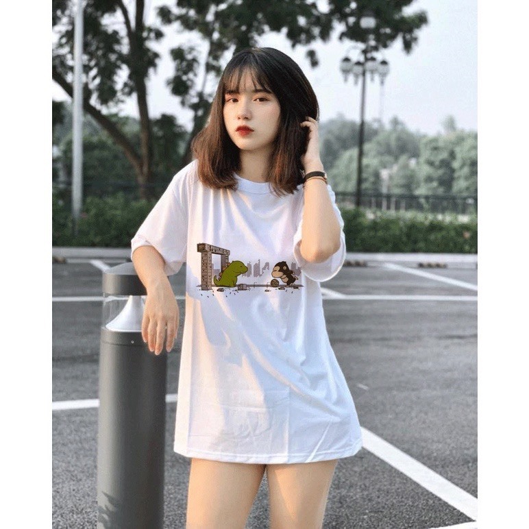 Áo phông màu trơn họa tiết nhiều hình - Áo thun nữ dáng rộng - Áo thun unisex D29