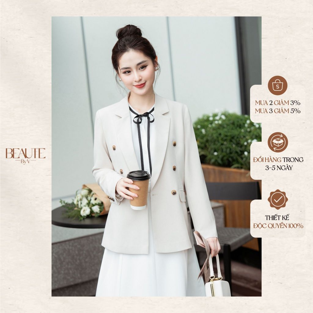 BEAUTEBYV -Blazer nữ chiết eo dài tay Naomi
