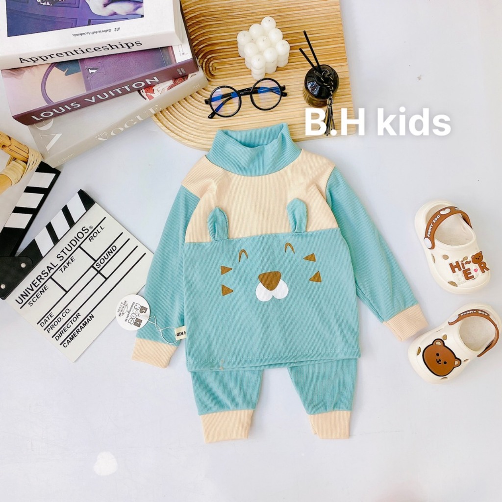 Bộ dài tay bé trai , bộ dài tay bé gái cổ cao chất Len từ 5kg đến 15kg - JKIDS