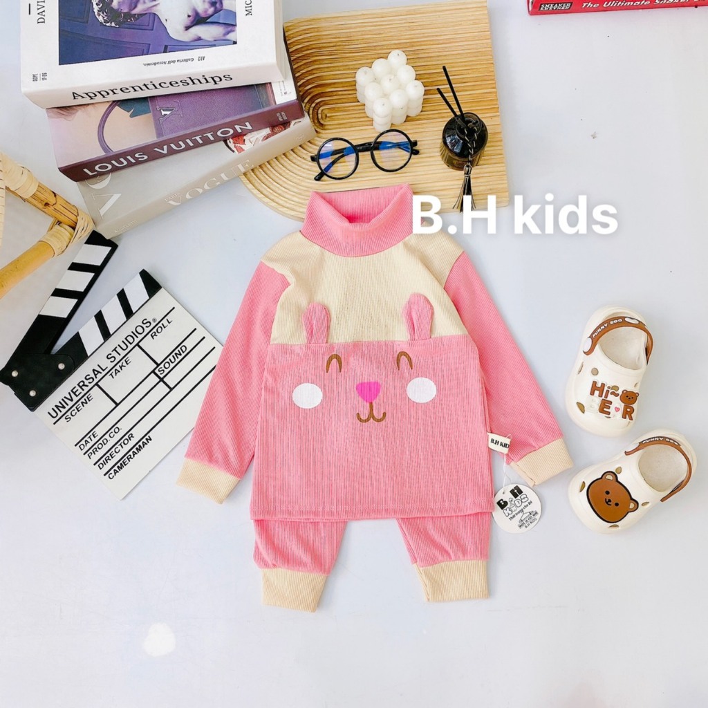 Bộ dài tay bé trai , bộ dài tay bé gái cổ cao chất Len từ 5kg đến 15kg - JKIDS