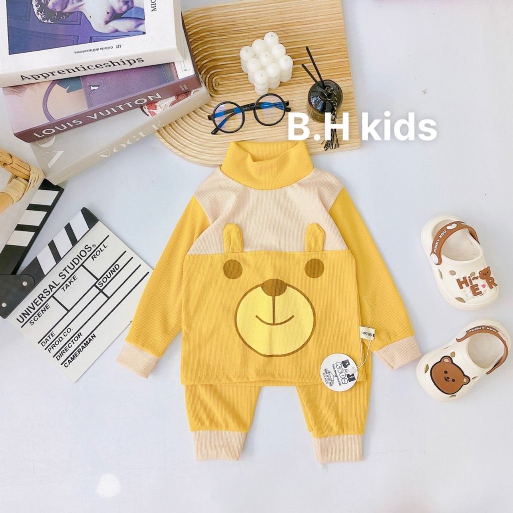 Bộ dài tay bé trai , bộ dài tay bé gái cổ cao chất Len từ 5kg đến 15kg - JKIDS