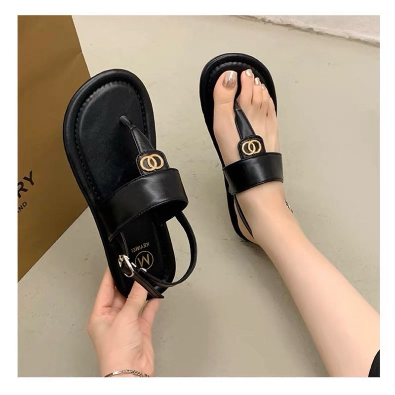 Dép sandal kẹp sỏ ngón quai hậu tag tròn đế bệt kl