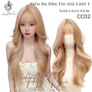 Siêu Da Đầu Tóc Giả CC02 60cm (nhiều màu) Xoăn Sóng Lơi Mái thưa