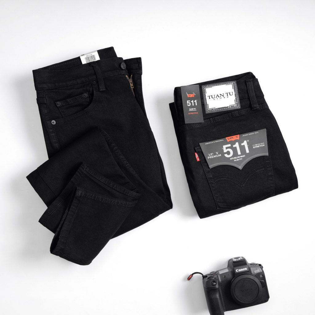 Quần Jean Nam Cao Cấp Hãng Màu Đen, Quần bò nam dáng ôm đứng vải co giãn thoải mái - T01