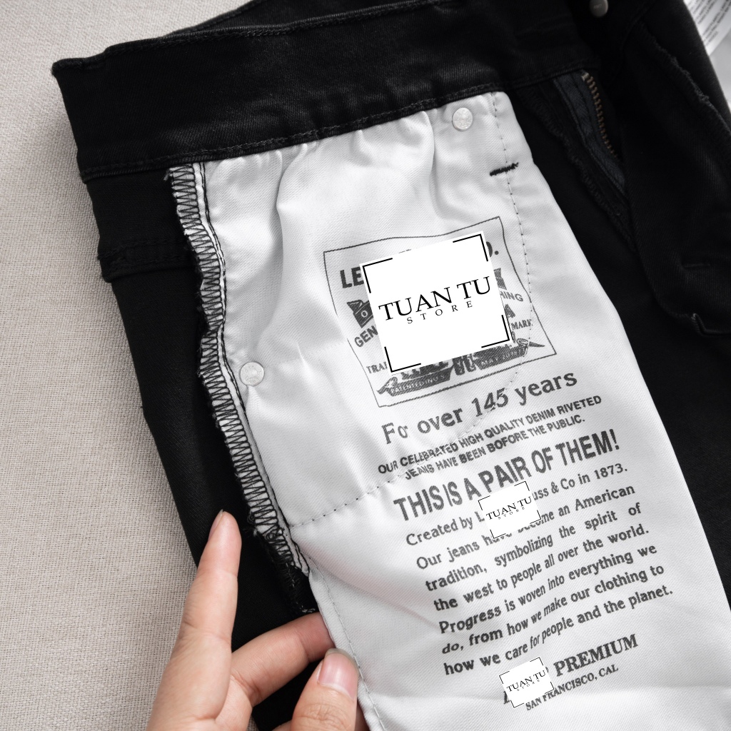 Quần Jean Nam Cao Cấp Hãng Màu Đen, Quần bò nam dáng ôm đứng vải co giãn thoải mái - T01