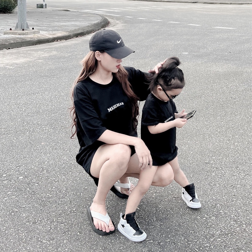 Áo thun gia đình áo trẻ em áo mẹ và bé MAKEBEAR đáng yêu chất cotton cao cấp đi chơi đi biển du lịch phom unisex