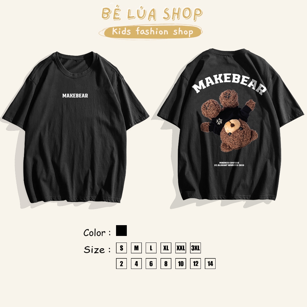 Áo thun gia đình áo trẻ em áo mẹ và bé MAKEBEAR đáng yêu chất cotton cao cấp đi chơi đi biển du lịch phom unisex