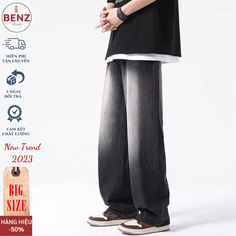 Quần jean trắng nam ống suông rộng Bigsize ,quần baggy nam phom xuông dáng đứng vải jeans bò cao cấp 20WE SR01 hottrend