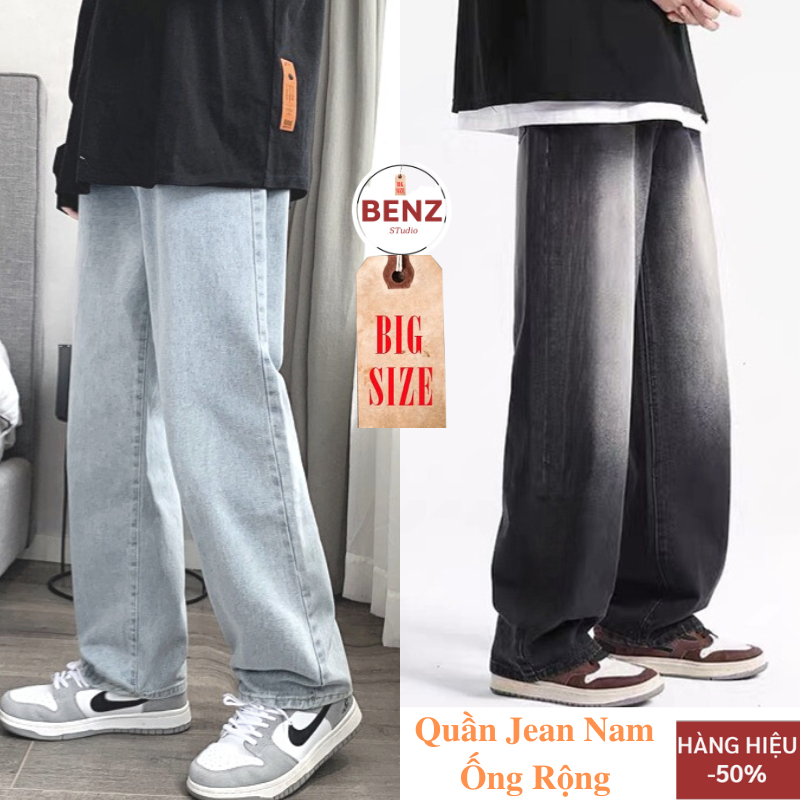 Quần jean trắng nam ống suông rộng Bigsize ,quần baggy nam phom xuông dáng đứng vải jeans bò cao cấp 20WE SR01 hottrend