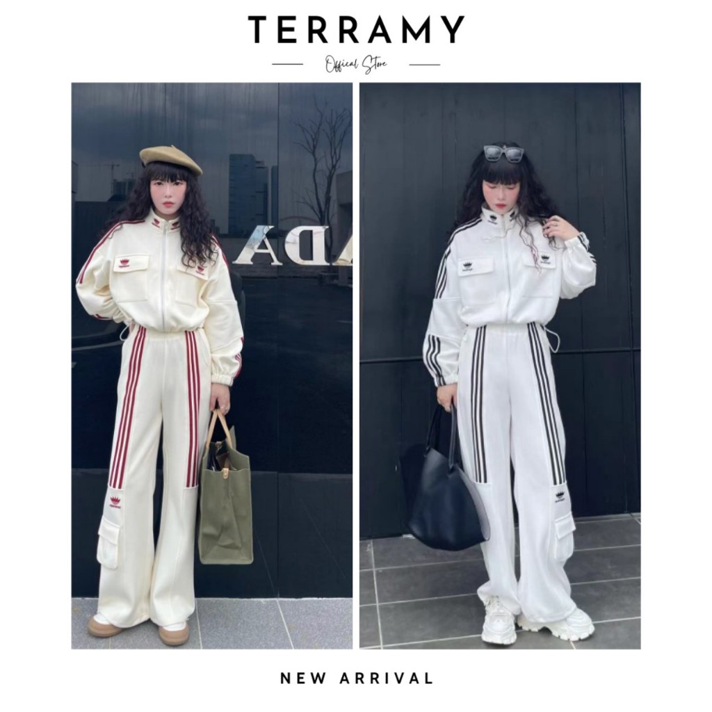 FREESHIP 50k - Set Bộ Nỉ Áo Khoác & Quần Thể Thao TERRAMY Thêu Chữ Ngực Oversize