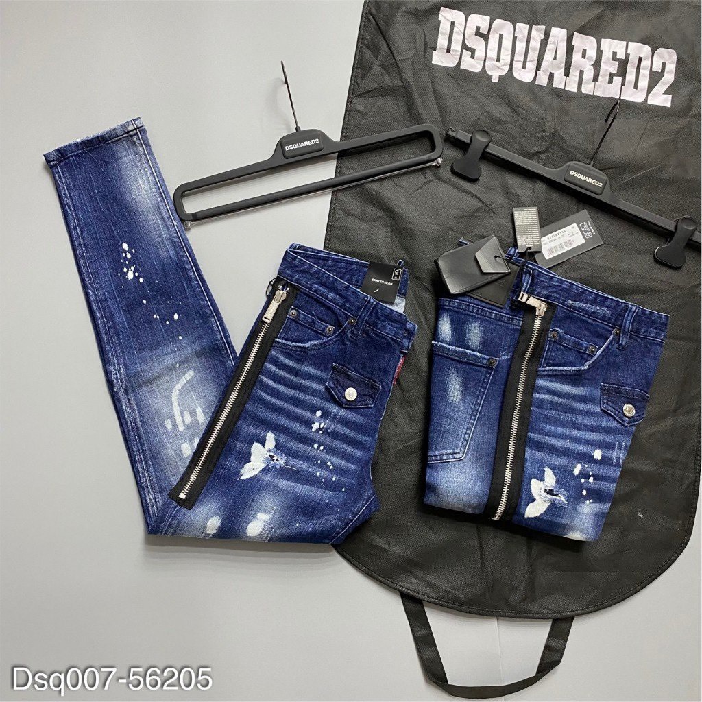 Quần Jean Nam DSQ Xanh Váy Sơn Khóa Zip Sườn Siêu Chất Quần Bò Nam Dsq2 Chất Liệu Dehim Co Giãn