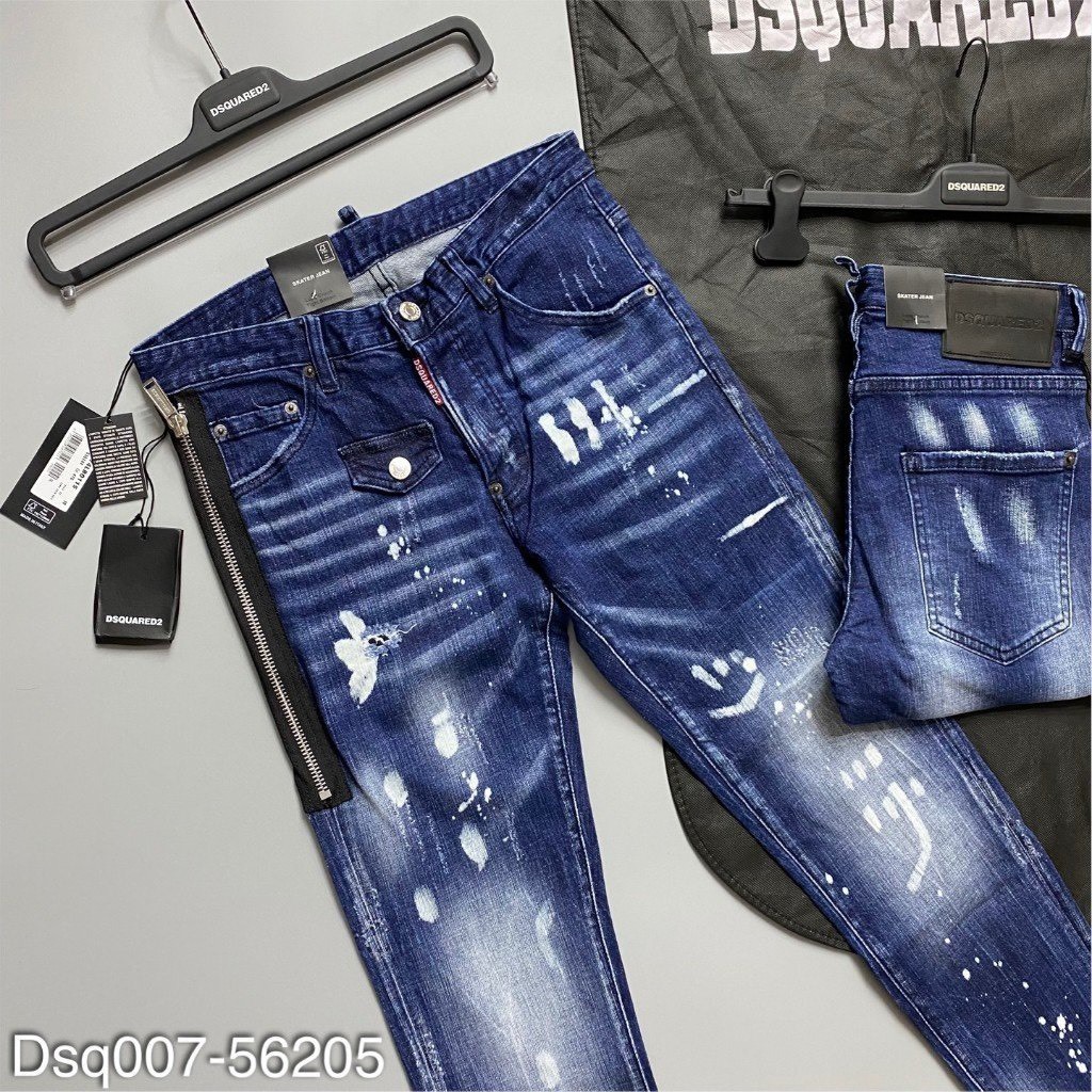 Quần Jean Nam DSQ Xanh Váy Sơn Khóa Zip Sườn Siêu Chất Quần Bò Nam Dsq2 Chất Liệu Dehim Co Giãn