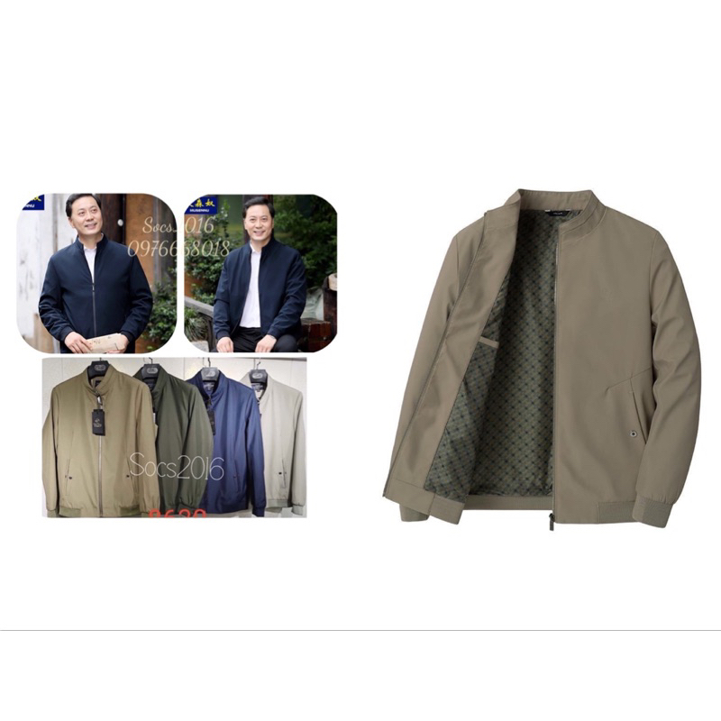 Áo Khoác Gió Nam Trung Niên Quảng Châu lót lụa 2 lớp mỏng nhẹ siêu đẹp hàng có sẵn tặng bố biếu ông