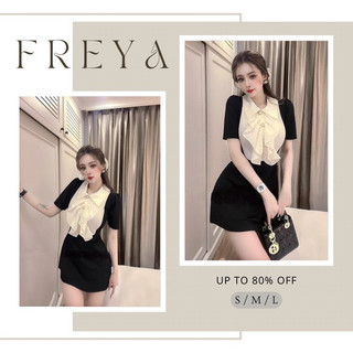 🛍 Đầm váy nữ 🛍 Đầm ngắn cổ bèo trắng ngực phối nút tay ngắn ,váy ngắn ôm body , váy tone màu đen phối bèo trắng sang xịn
