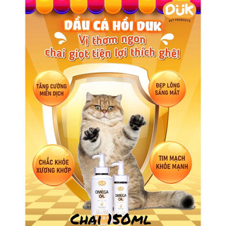 Dầu cá hồi dưỡng lông mềm mượt, ngăn rụng lông cho Chó Mèo DUK  150ml