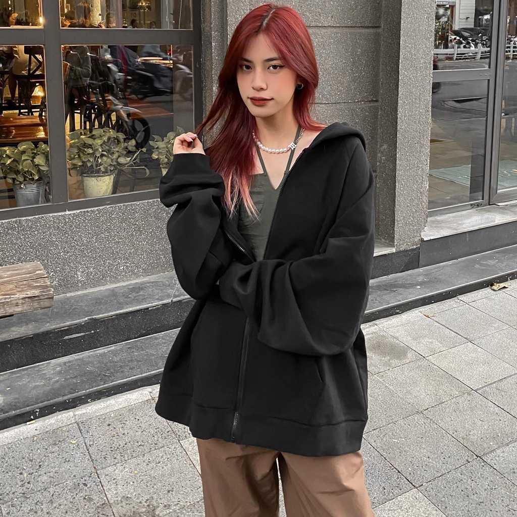 Áo hoodie zip Local Brand GARFIC trơn unisex nỉ ngoại - Áo khoác nỉ dây kéo trơn nam nữ ullzang 4 màu - GARFIC.CLUB