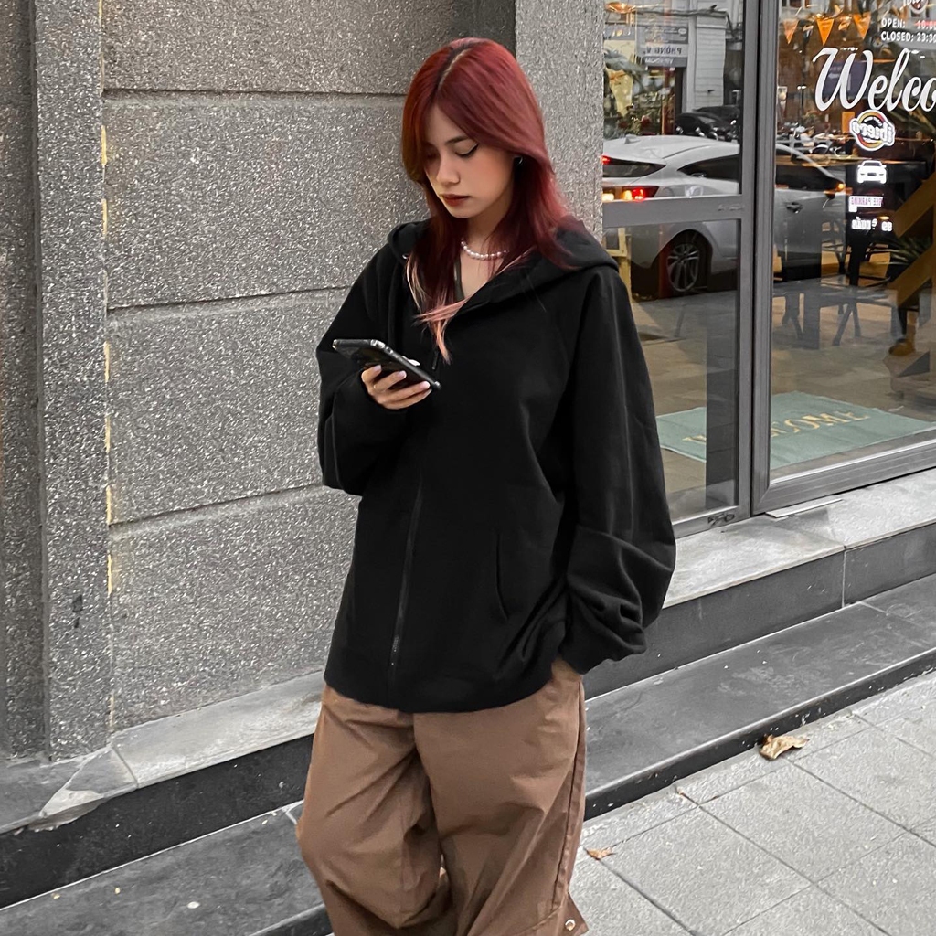 Áo hoodie zip Local Brand GARFIC trơn unisex nỉ ngoại - Áo khoác nỉ dây kéo trơn nam nữ ullzang 4 màu - GARFIC.CLUB