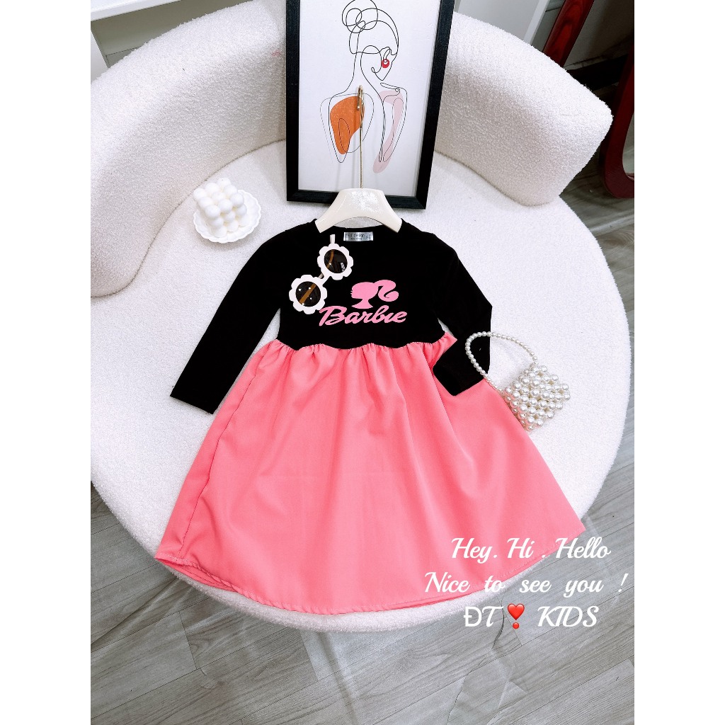 Váy bé gái, đầm babydoll dài tay chất liệu cotton mềm mịn cho bé yêu