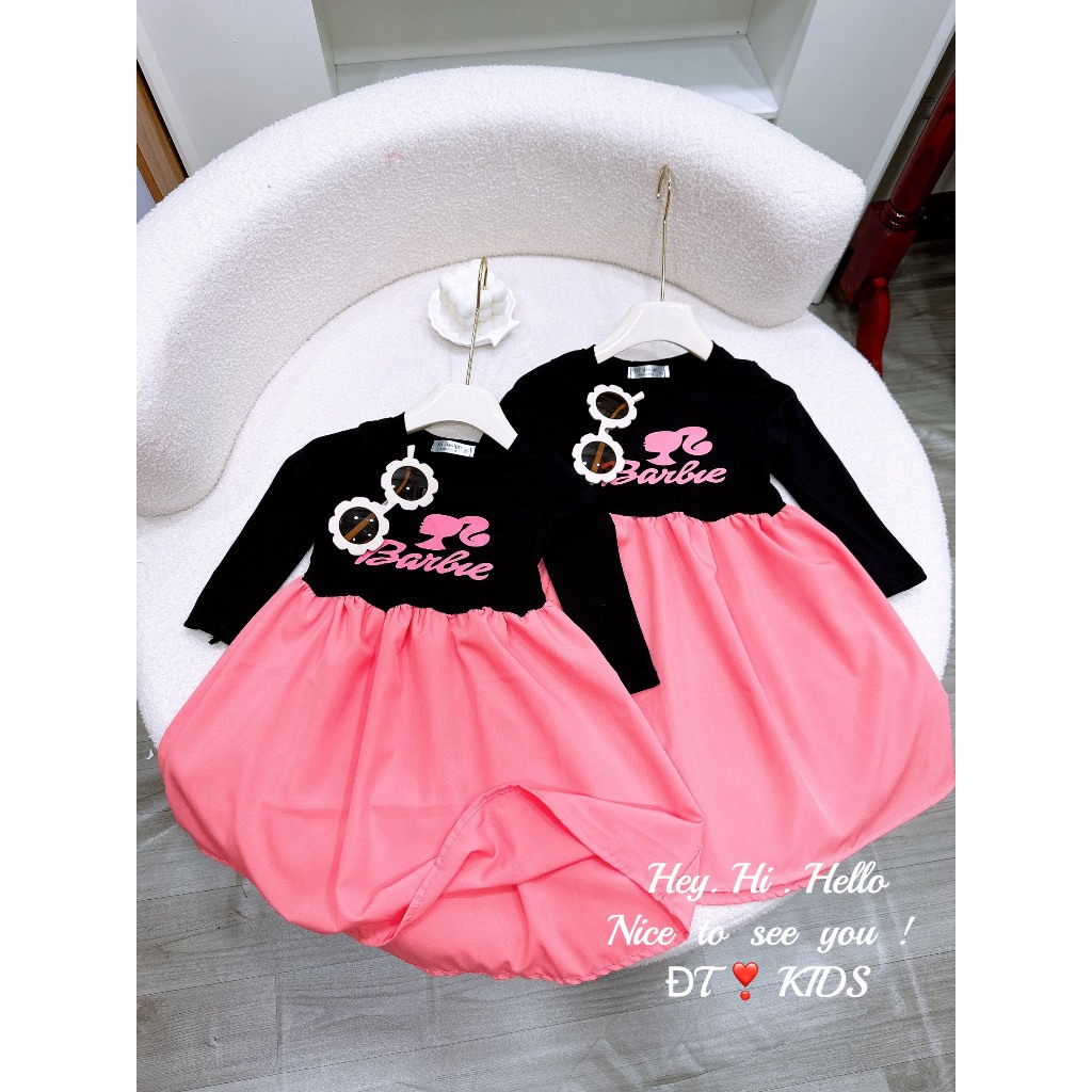 Váy bé gái, đầm babydoll dài tay chất liệu cotton mềm mịn cho bé yêu