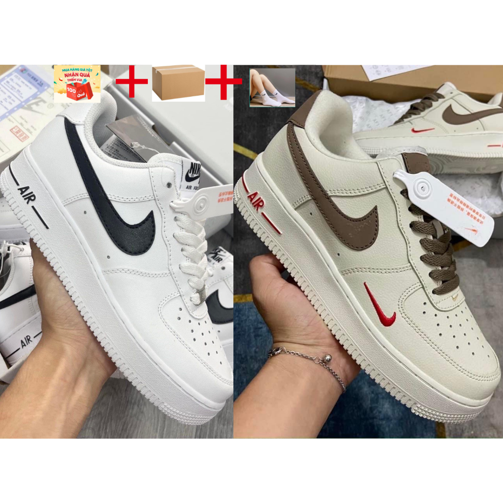 Giày Sneaker Air force 1 Vệt Nâu, Giày Af1 Vệt Nâu - Vệt Đen Cổ Thấp Bản Classic Đủ 2 Màu Hót Full box bill