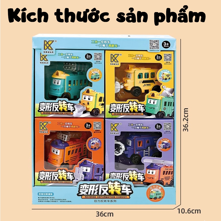 Đồ chơi xe đảo chiều biến hình 2 trong 1- biến hình 8 kiểu xe cho bé