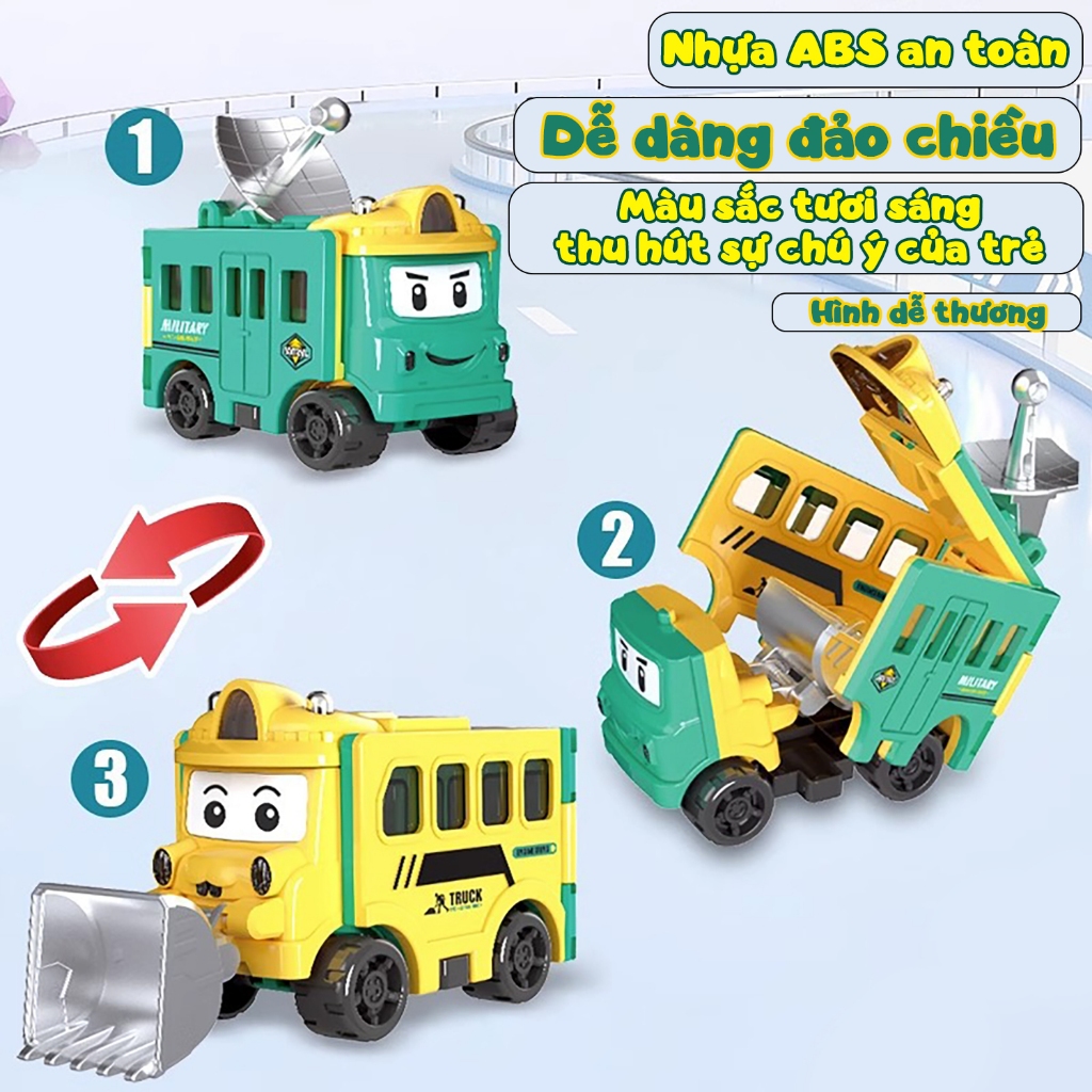 Đồ chơi xe đảo chiều biến hình 2 trong 1- biến hình 8 kiểu xe cho bé