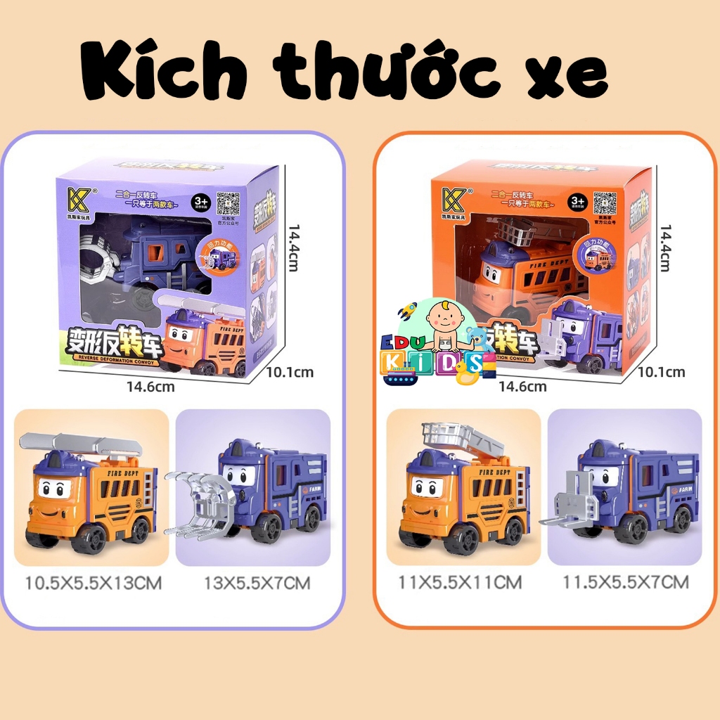 Đồ chơi xe đảo chiều biến hình 2 trong 1- biến hình 8 kiểu xe cho bé