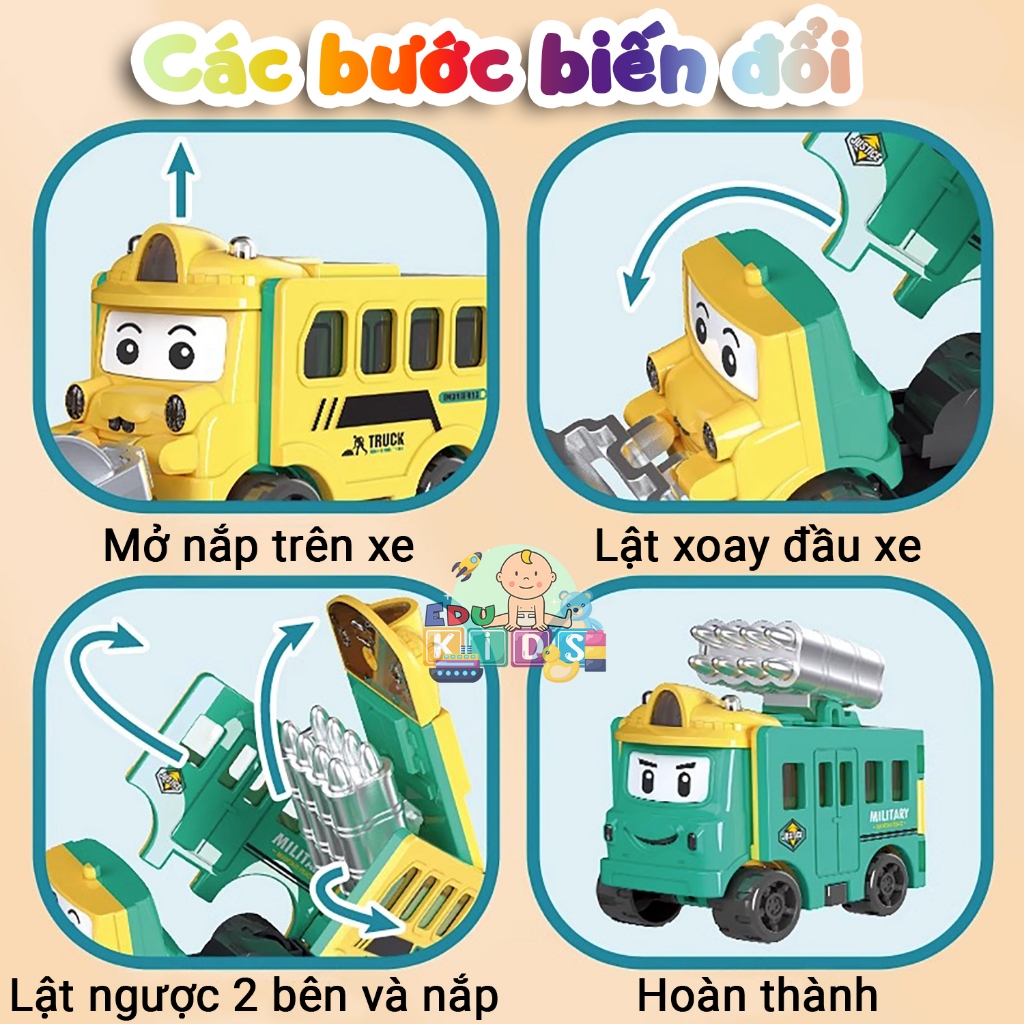 Đồ chơi xe đảo chiều biến hình 2 trong 1- biến hình 8 kiểu xe cho bé