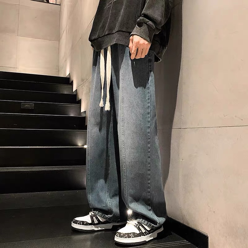 Quần jean ống rộng lưng thun dây rút Boin unisex baggy hiphop y2k bigsize dance hack dáng form rộng nam nữ dáng suông