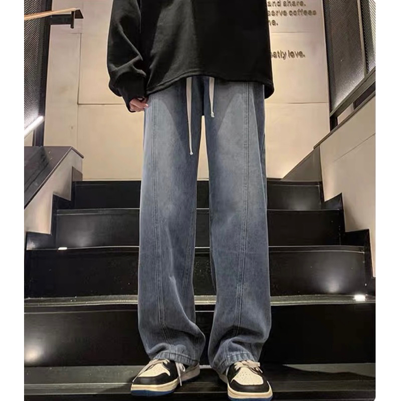 Quần jean ống rộng lưng thun dây rút Toki unisex baggy hiphop y2k bigsize dance hack dáng form rộng nam nữ dáng suô